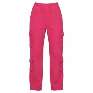 Viva Magenta Fleece Lined Double Pocket Corduroy Cargo Pants